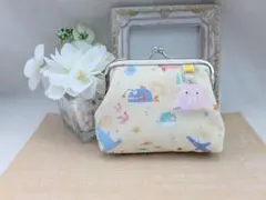 海の中♡めんだこストラップぷっくりがま口ポーチ　小銭•小物入　 ハンドメイド