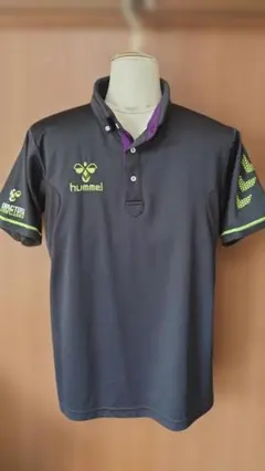 hummel 　Oサイズ　ポロシャツ 黒 蛍光グリーンのサムネイル