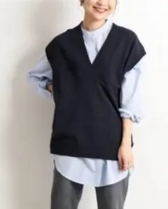 SLOBEIENA イエナ Vネックベスト　FREE ネイビー