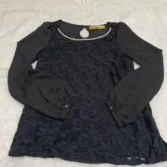 【CECIL McBEE】黒色　花柄レース 長袖トップス Mサイズ
