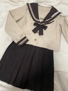 セーラー服 上下セット ベージュ×ブラウン　サイズS コスプレのサムネイル