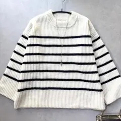 ジャーナルスタンダード長袖ニットパネルボーダービックニットプルオーバー