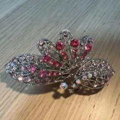 蝶の形ヘアピン ピンクストーン