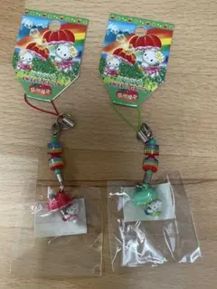 にゃんにゃんにゃんこ】にゃんこ風鈴ストラップ 2点セット SanX 平成