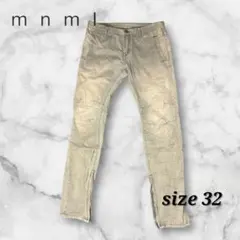 希少サイズ32｜mnml 裾ジップ 切替スリムバイカーパンツ