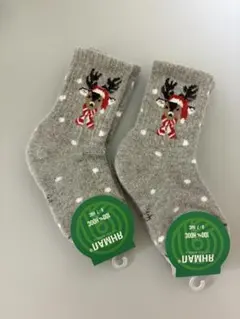 モンゴル産ウール靴下トナカイ柄キッズ靴下 6-8歳