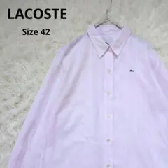 LACOSTE ラコステ ストライプ 長袖 シャツ ブラウス ピンク 42