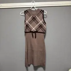 GRL チェック柄ノースリーブニットミニワンピース