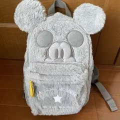 ミッキーマウス キッズ リュック グレー　ボア素材