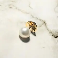 あこや本真珠　1粒　大粒　ゴールド　ピンブローチ