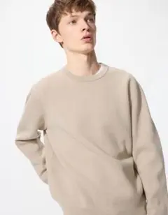 ミラノリブ　ウォッシャブル　クルーネックセーター　ベージュ M