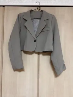 グレー クロップドジャケット 1つボタン