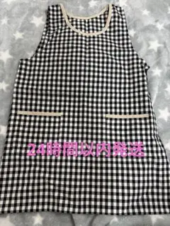 チェック柄ノースリーブエプロン