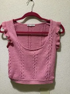 ZARA ピンク ノースリーブ ニット