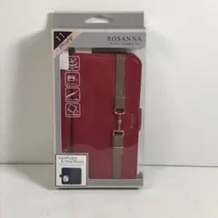 iPhone スマホケース 手帳型 11 ベルト シンプル 赤 ミラー付 50