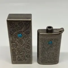 Marlboro ライター＆携帯灰皿セット ターコイズ アンティーク調 現状品