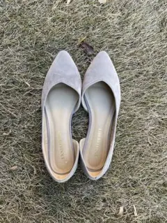 グレー パンプス ポインテッドトゥ フラットシューズ 24cm 24.5cm
