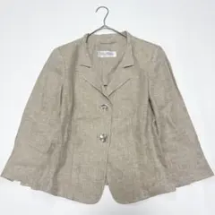 マックスマーラ XLサイズ 白タグ リネン100% テーラードジャケット 七分袖