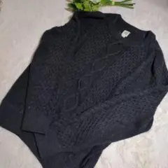 【GAP】長袖ニット　黒　ケーブル編み　カジュアル【М】