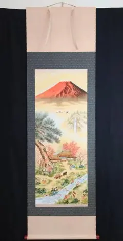 墨山水　青治　掛け軸 掛け軸 水墨山水／五十川蒼林 肉筆 美術年鑑掲載作家 掛軸 全国送料