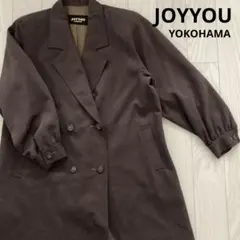 ジャケット　レディース　肩パッド　ブラウン　ゆったり　ダブル　昭和レトロ