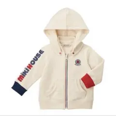 新品未開封 タグ付き ミキハウス パーカー ロゴ トレーナー 90 アイボリー