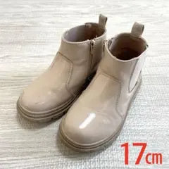ZARA キッズ　子供　エナメル加工ブーツ　サイドゴア　ベージュ　17㎝