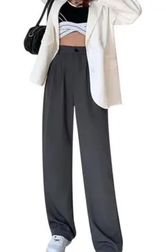 新品未使用品✨ワイドパンツ レディース スラックス キレイめ ダークグレー　M