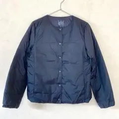 無印良品 軽量ダウン（帯電防止裏地）ポケッタブルノーカラージャケット 婦人M 黒
