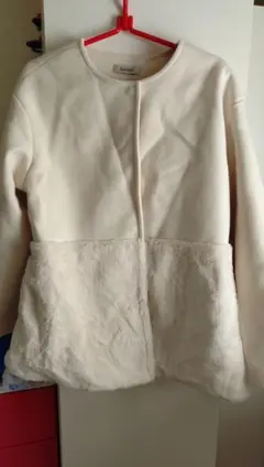 ノーカラージャケット ホワイト ファーしまむら