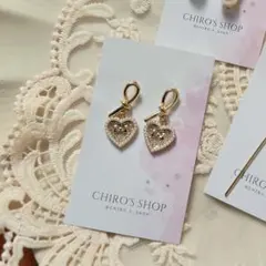 【ハンドメイド】ゴールドハートピアス　イヤリング