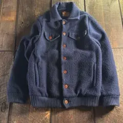 古着　イタリア製　カセンティーノジャケット　ネップ　ネイビー　ハンタージャケット