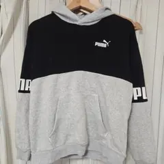 PUMA フード付きパーカー 160cm 黒/グレー