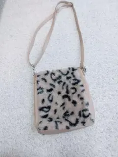 レオパード柄 ファー ショルダーバッグ ベージュ