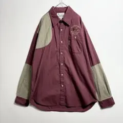 Columbia ハンティングシャツ 長袖シャツ バーガンディ カーキ 古着