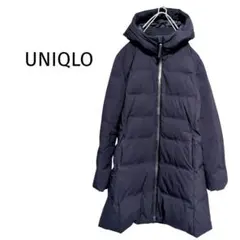 【ユニクロ】シームレスダウンショートコート L ロングコート ネイビー 洗える
