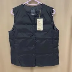 無印良品 軽量ダウンポケッタブルノーカラーベスト Ｍブラック