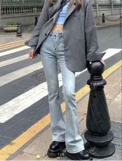 ライトブルー ブーツカットデニム S/M