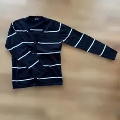 NANO UNIVERSE ブラック/ホワイトストライプ カーディガン Sサイズ