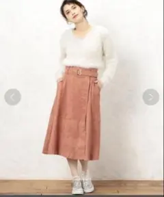 グリーンレーベル　ピンク　38 KF スエードライク フレアスカート