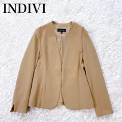 美品✨ インディヴィ ストレッチ ノーカラー ジャケット 洗える 近年モデル