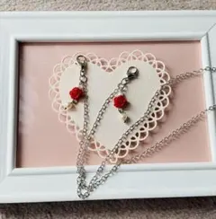 赤バラ❤️マスク、メガネチェーン❤️ハンドメイド