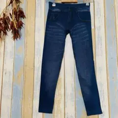 Freude デニムパンツ風　レギンス　ダークブルー スリムフィット　S〜M