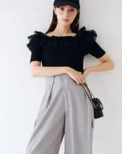 スナイデル　チュールボリュームニットプルオーバー