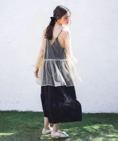 idem レースアップ　キャミワンピース　ブラック