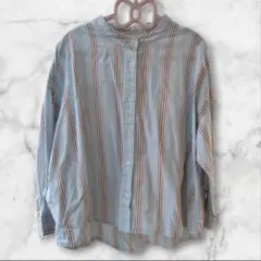 チャオパニックティピー ノーカラー ストライプ シャツ