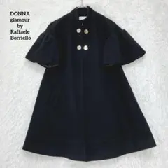 DONNA glamour ウールコート ブラック フリル袖 金ボタン Aライン