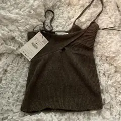 ZARA 未使用　タグ付き　ブラウン ニット キャミソール S