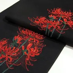 未仕立て品 名古屋帯 栗山吉三郎 縮緬地 紅型 椿 正絹 美品 - メルカリ