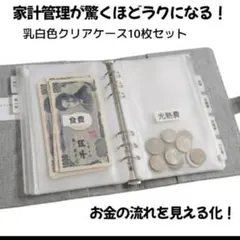 バインダーリフィル　10枚　A6　乳白色　ファスナー式　家計管理　節約　貯金のサムネイル